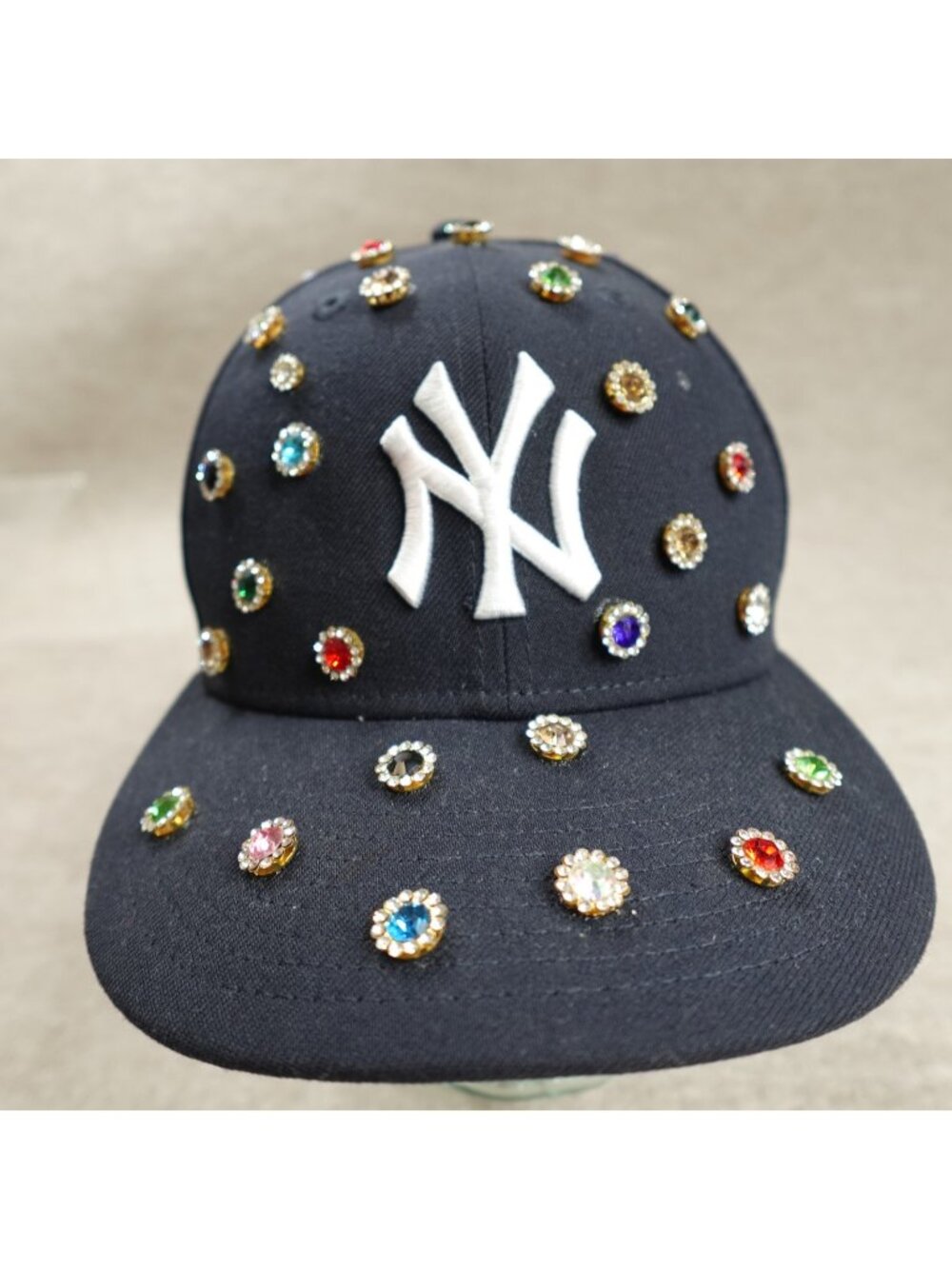 New York Yankees Hat Blue Snapback Rhinestone Embellished Custom